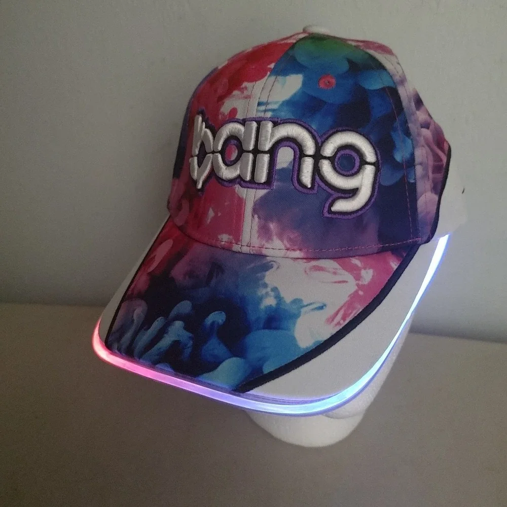 Bang Energy Color Splatter Baseball Hat light up‎ Brim Adjustable Festival Rave